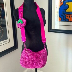 Kurt Geiger Crochet London Pink Crossbody